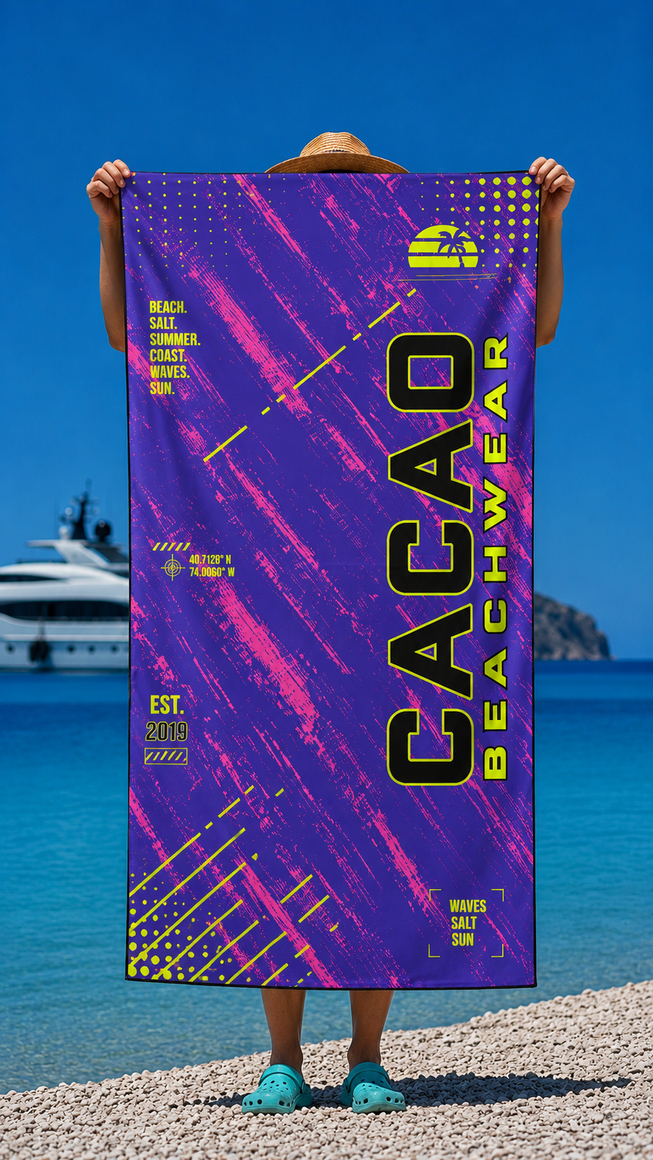 CACAO NanoDry Ultra Purple Πετσέτα Παραλίας 75 × 160 cm