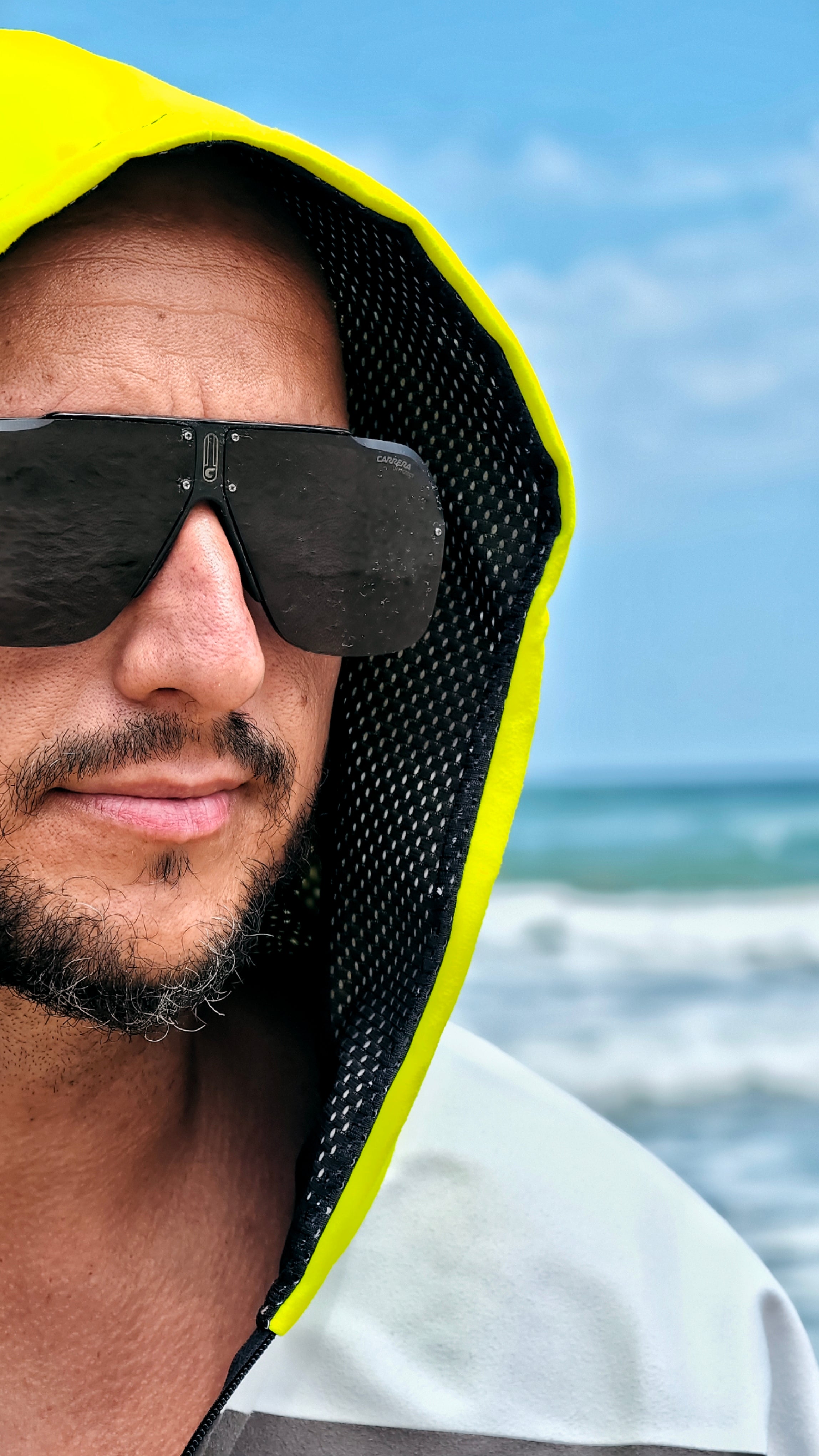 Πόντσο θαλάσσης Solar Vibes για άνδρες, πετσέτα NanoDry Ultra™ με κουκούλα, φερμουάρ και τσέπες – CACAO Beachwear™