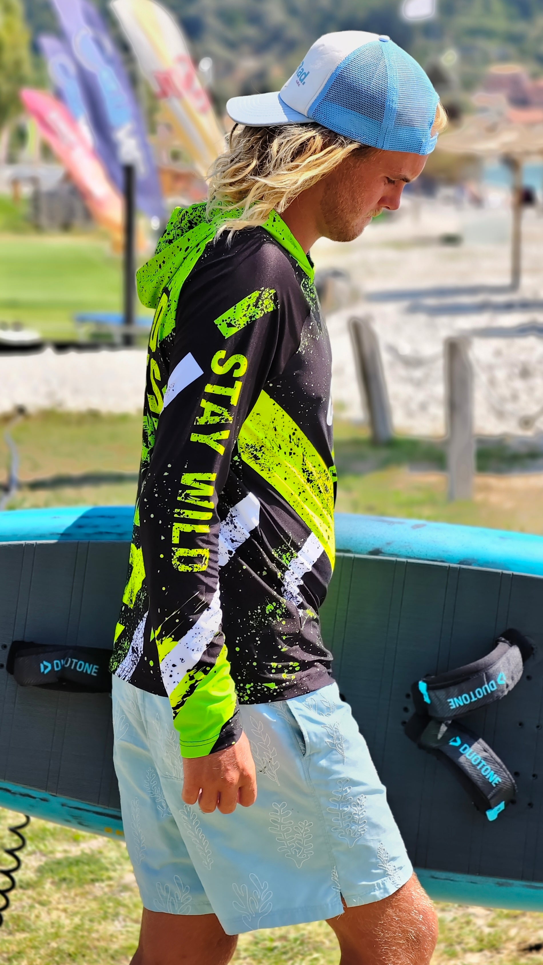Ανδρικό rashguard CACAO Beachwear™️ Blue Spirit Coral με προστασία UV