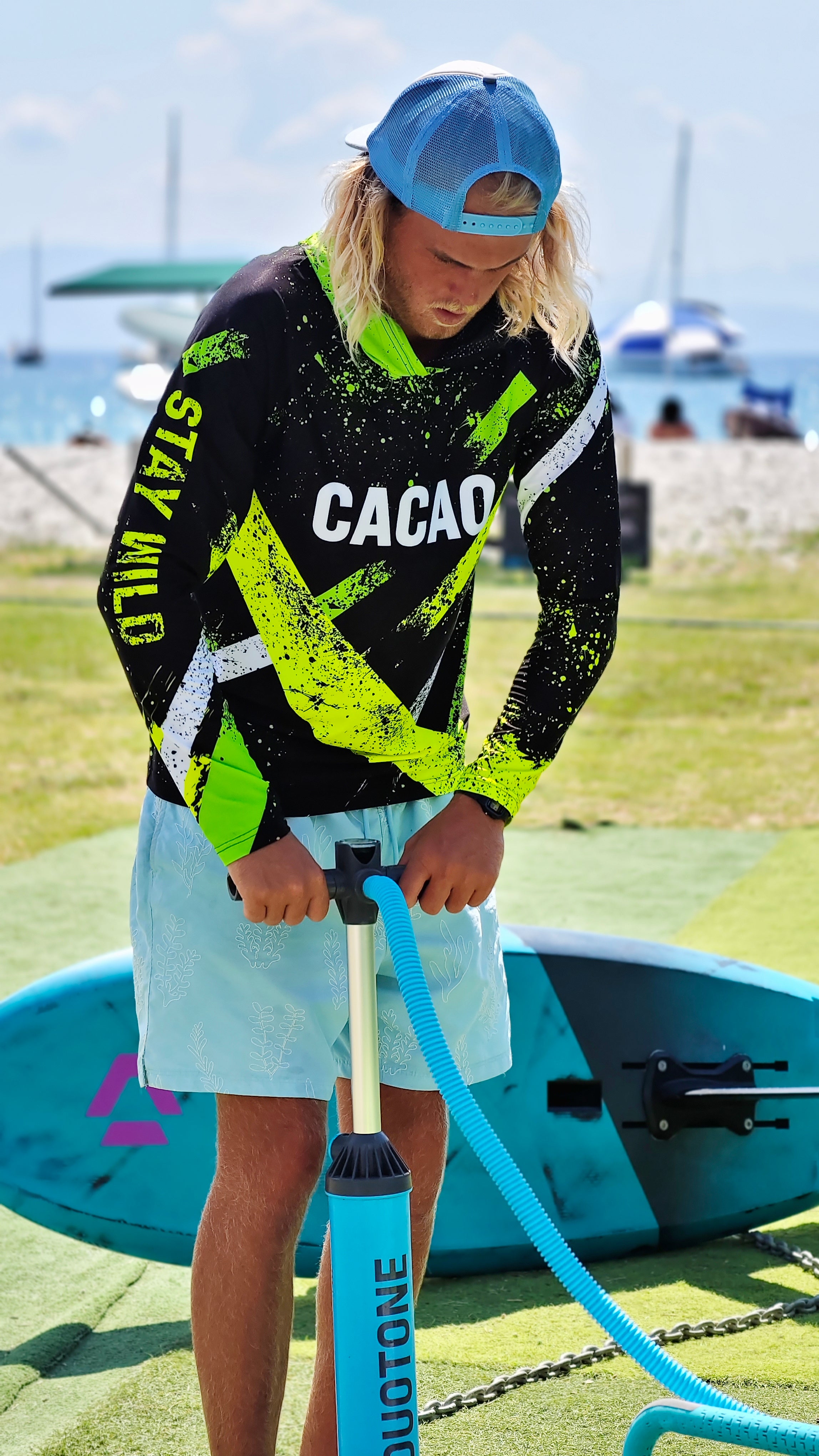 Ανδρικό rashguard CACAO Beachwear™️ Blue Spirit Coral με προστασία UV