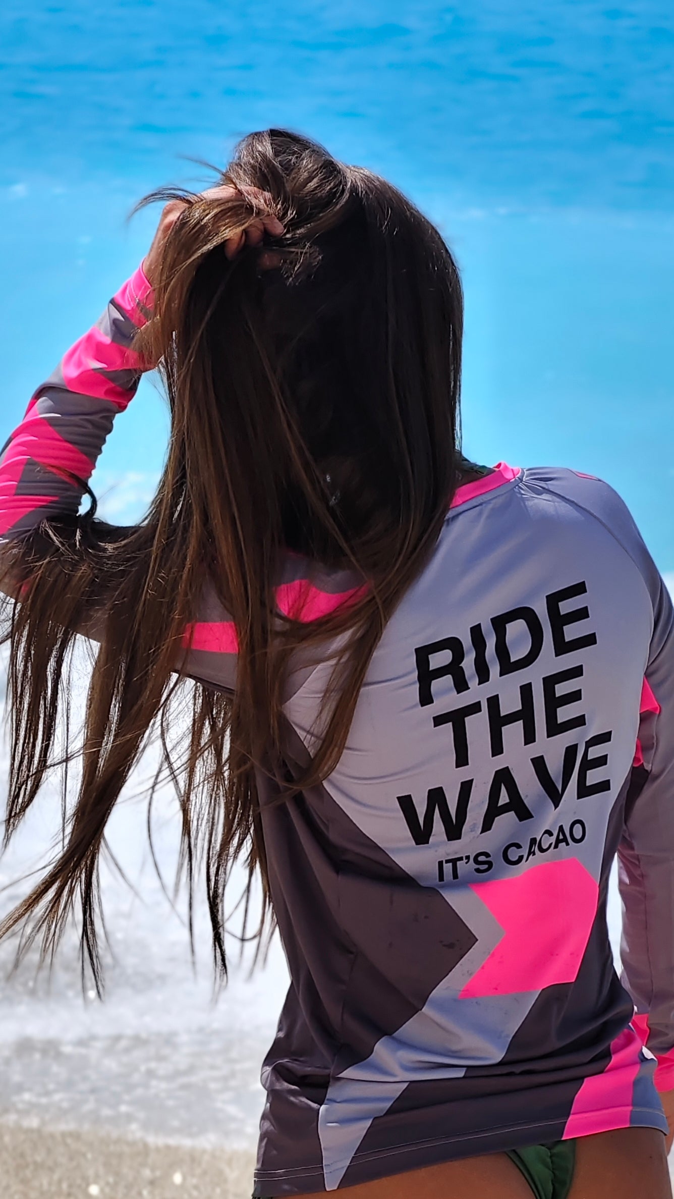 Γυναικείο rashguard Solar Vibes Pink CACAO Beachwear™️ με προστασία UV