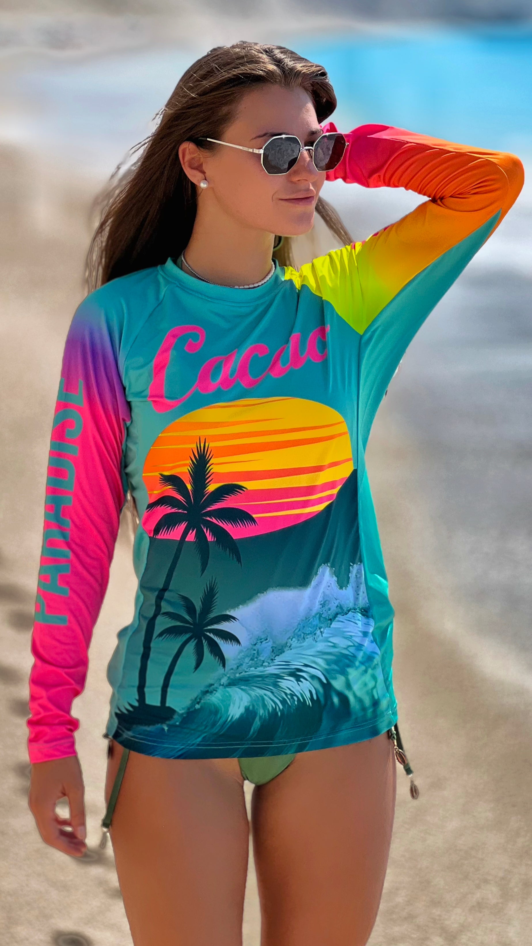 Γυναικείο rashguard Sea Breeze CACAO Beachwear™️ με προστασία UV