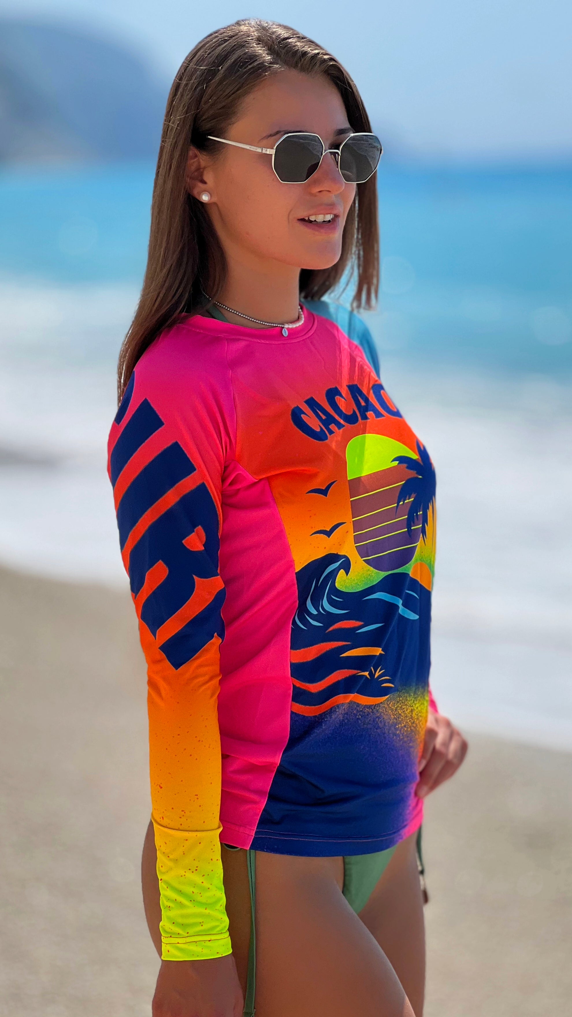 Γυναικείο rashguard Sunset Vibe CACAO Beachwear™️ με προστασία UV
