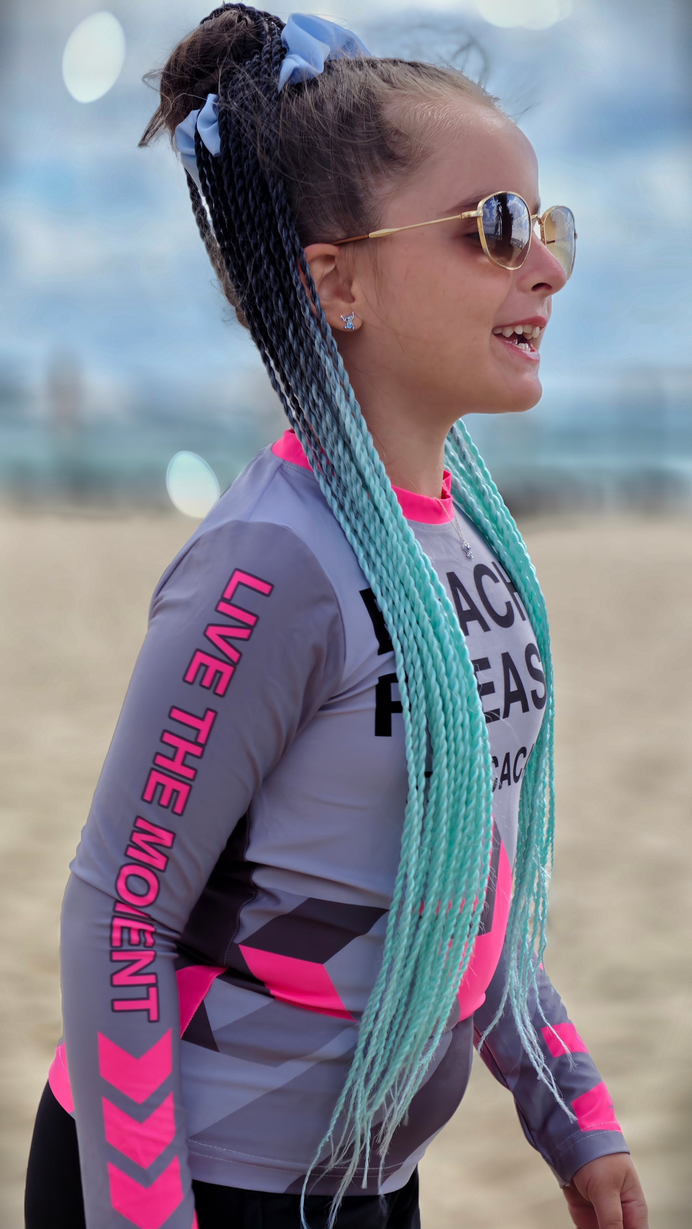 Παιδικό rashguard CACAO Beachwear™️ με ροζ προστασία από την υπεριώδη ακτινοβολία Solar Vibes