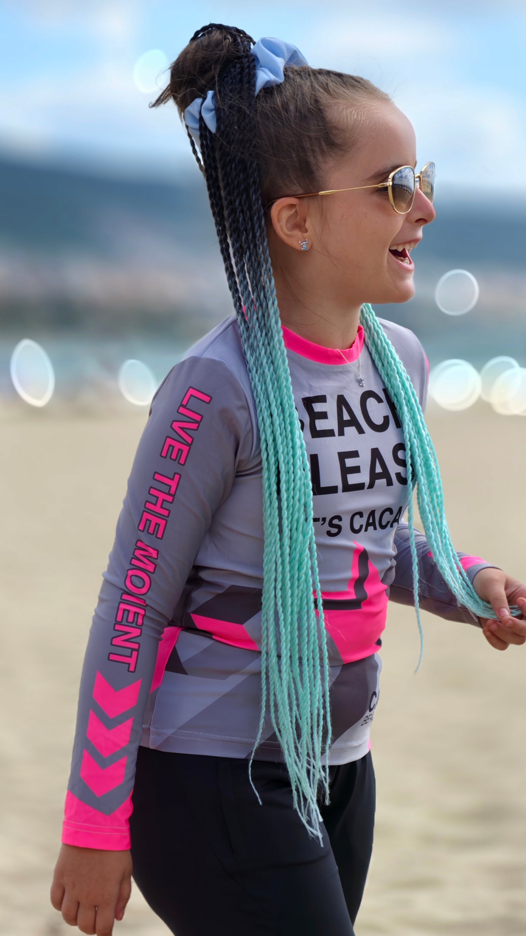 Παιδικό rashguard CACAO Beachwear™️ με ροζ προστασία από την υπεριώδη ακτινοβολία Solar Vibes