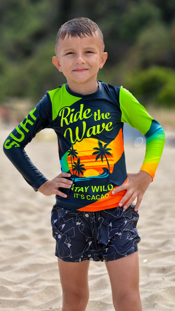 Παιδικό rashguard Beach Rider CACAO Beachwear™️ με προστασία UV