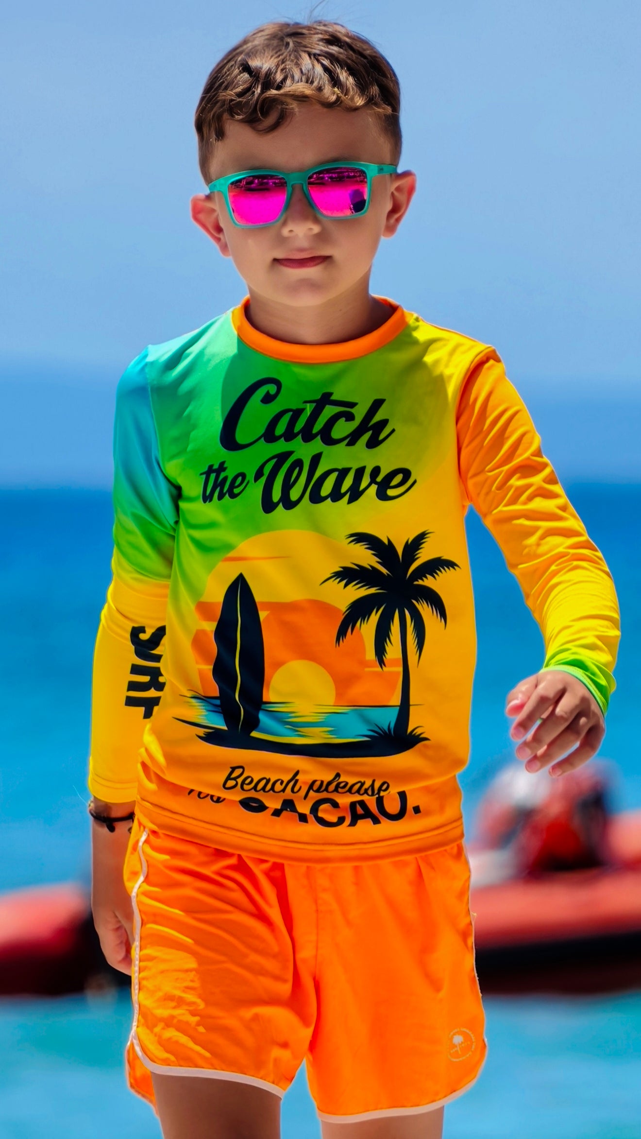Παιδικό rashguard Sunset Sense – CACAO Beachwear™ με προστασία UV
