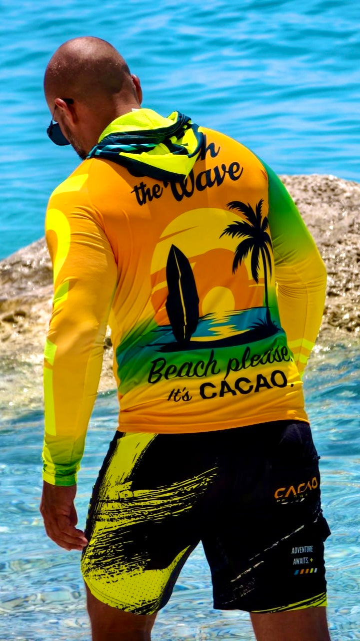 Ανδρικό rashguard CACAO Beachwear™️ Blue Spirit Coral με προστασία UV